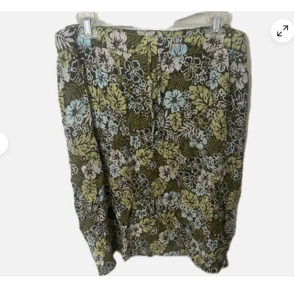 Jaclyn Smith Ladies Skirt 2X Olive Floral Knee Length Soft Pleats - Picture 2 of 5